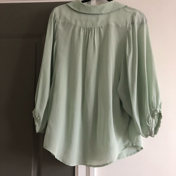Anthropologie mint green tie blouse button down - Picture 3 of 3